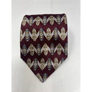 Alexander‎ Lloyd Burgundy Vintage Silk Tie Gold Blue Medallion Rings